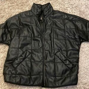 Free People Dolman Black Vegan Leather Quilted Jacket